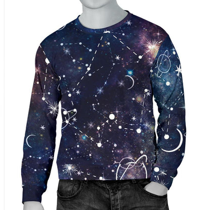 Constellation Galaxy Space Print Men's Crewneck Sweatshirt GearFrost