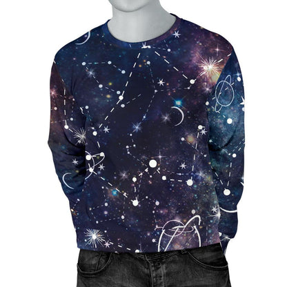 Constellation Galaxy Space Print Men's Crewneck Sweatshirt GearFrost