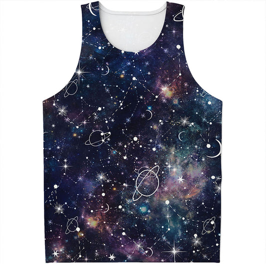 Constellation Galaxy Space Print Men's Tank Top