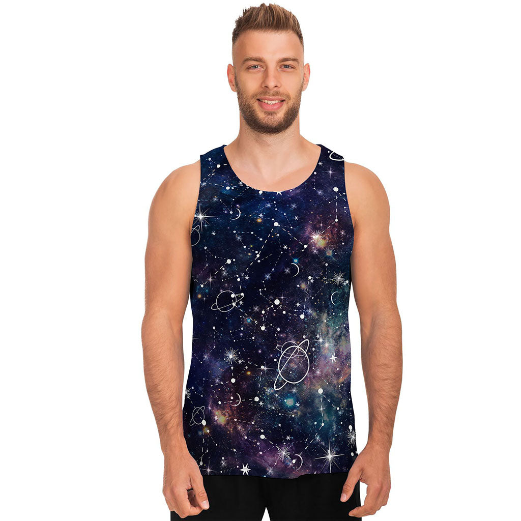 Constellation Galaxy Space Print Men's Tank Top
