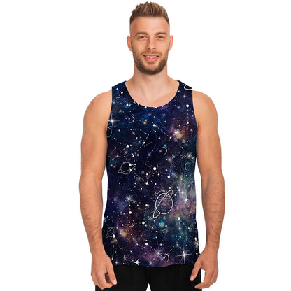 Constellation Galaxy Space Print Men's Tank Top