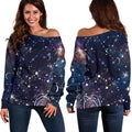 Constellation Galaxy Space Print Off The Shoulder Sweatshirt