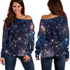 Constellation Galaxy Space Print Off Shoulder Sweatshirt GearFrost