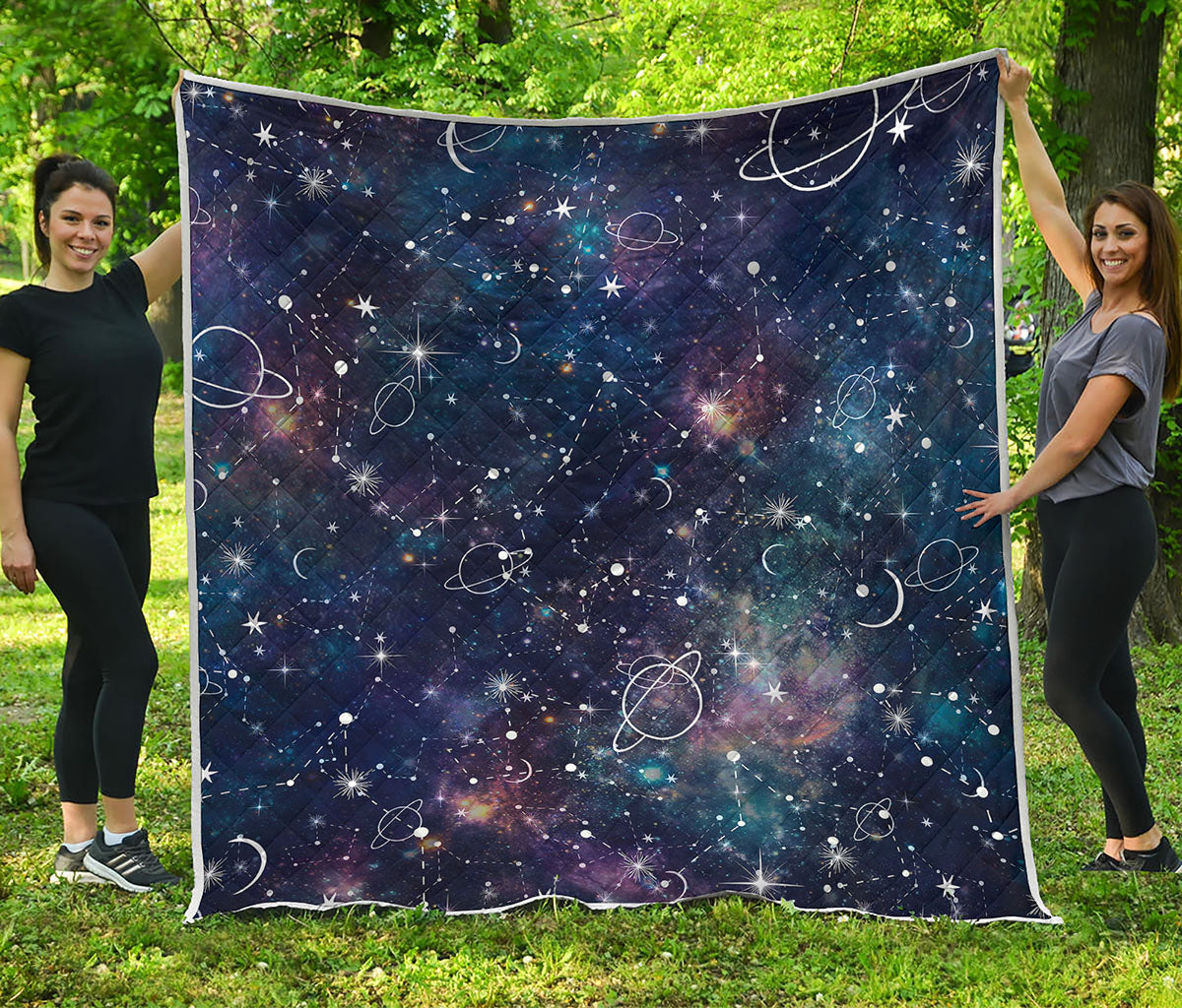 Constellation Galaxy Space Print Quilt
