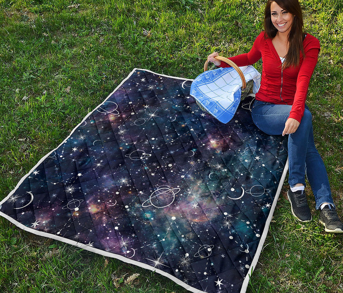 Constellation Galaxy Space Print Quilt