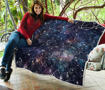 Constellation Galaxy Space Print Quilt