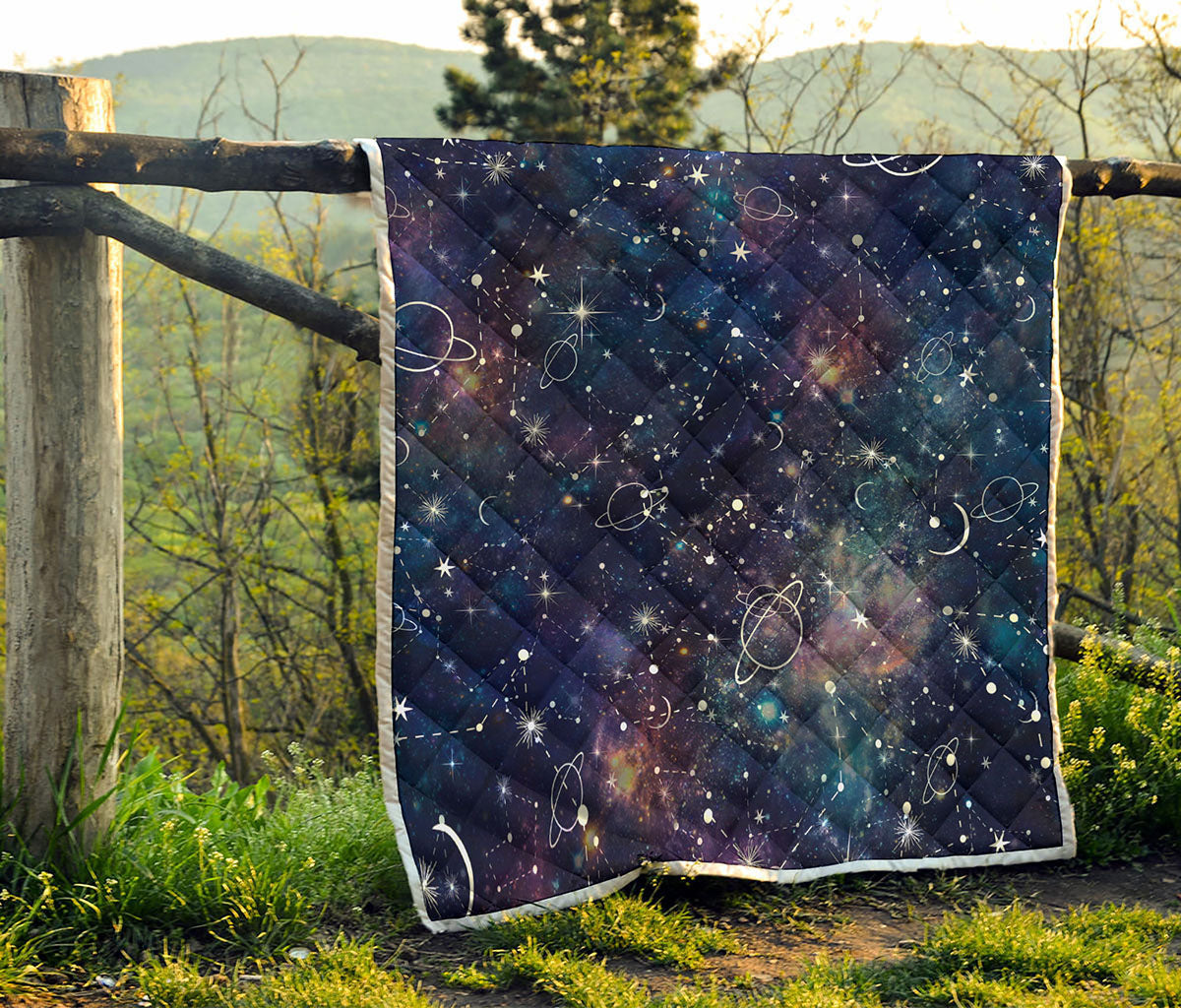 Constellation Galaxy Space Print Quilt