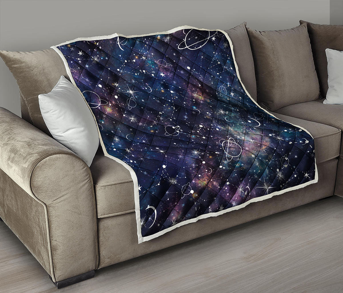 Constellation Galaxy Space Print Quilt