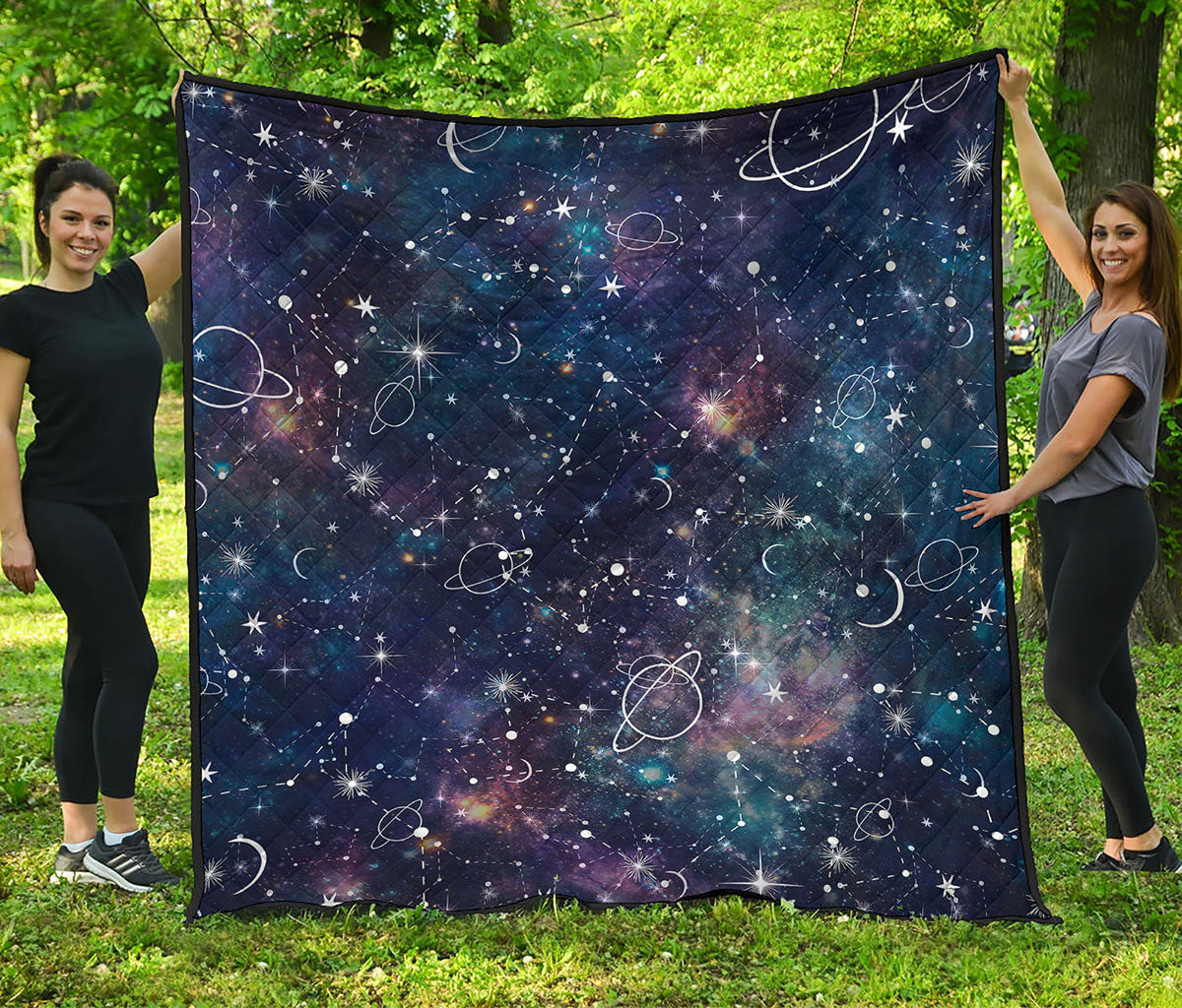 Constellation Galaxy Space Print Quilt