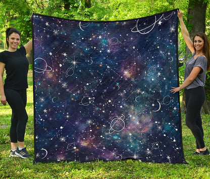 Constellation Galaxy Space Print Quilt