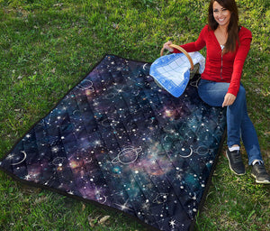 Constellation Galaxy Space Print Quilt