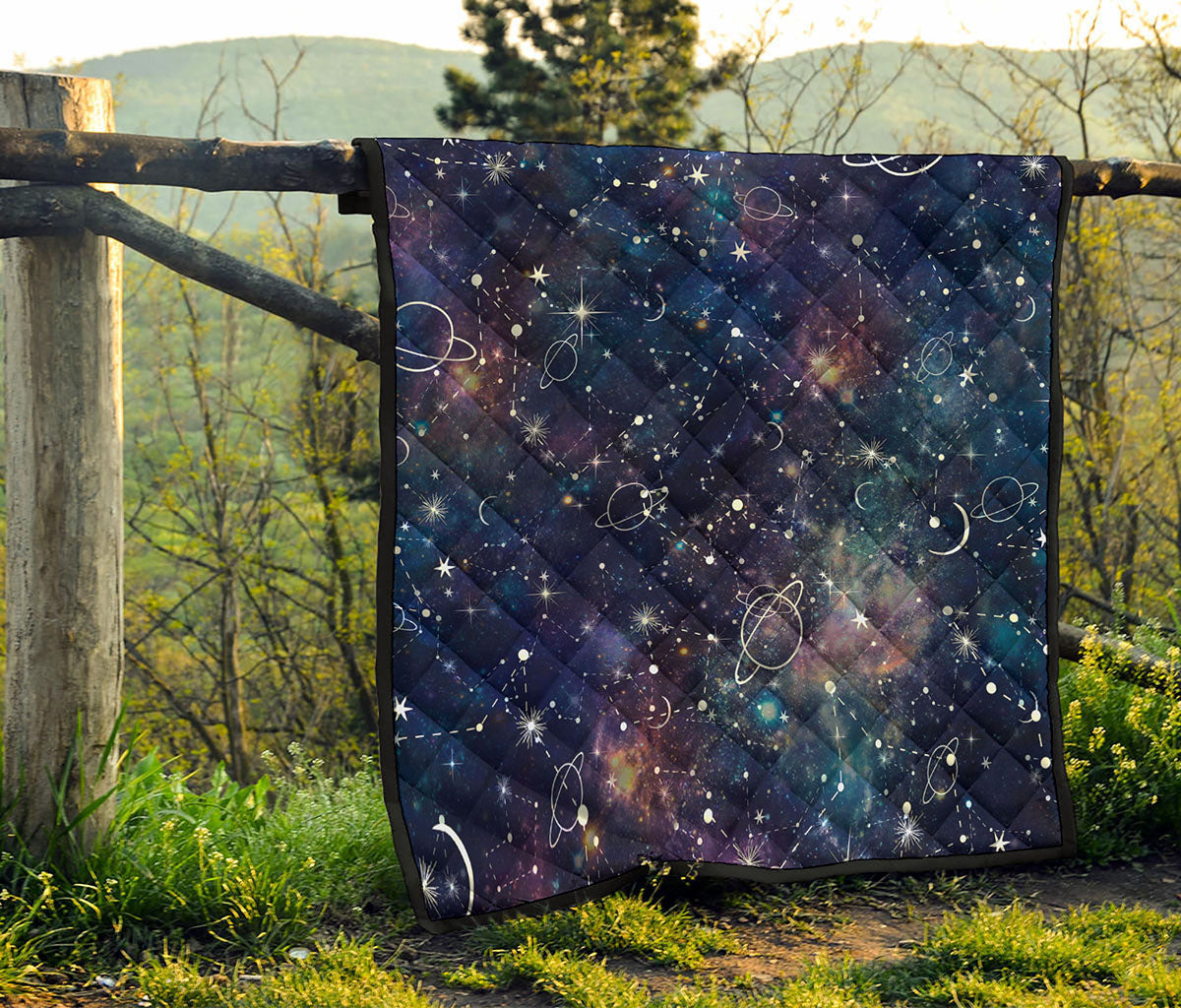 Constellation Galaxy Space Print Quilt