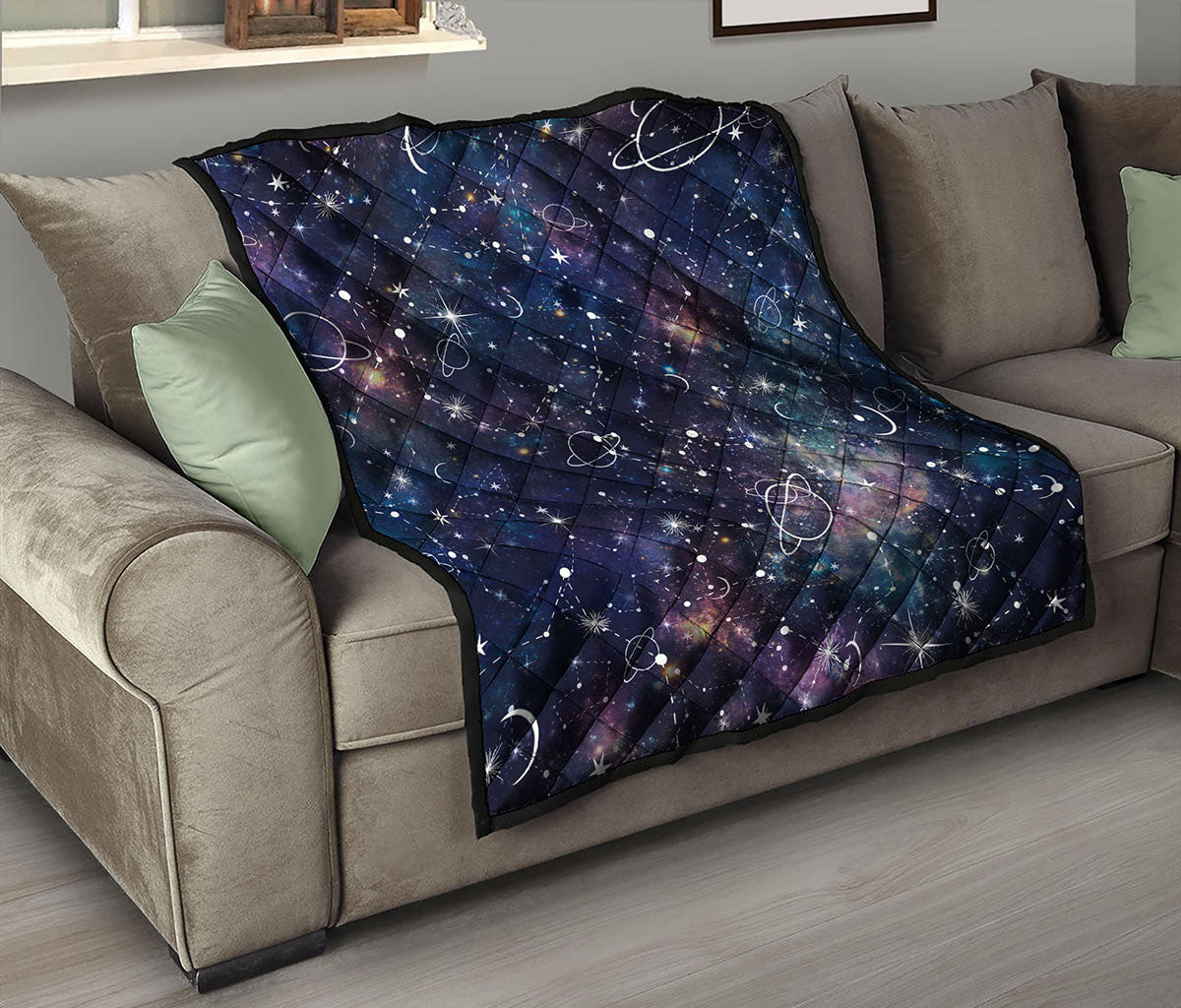 Constellation Galaxy Space Print Quilt