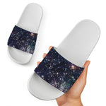 Constellation Galaxy Space Print White Slide Sandals