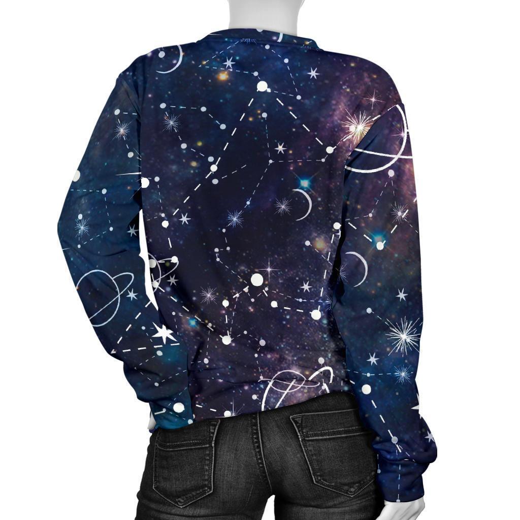 Constellation Galaxy Space Print Women's Crewneck Sweatshirt GearFrost