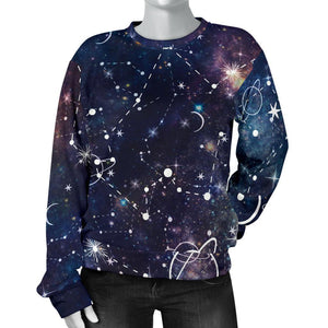 Constellation Galaxy Space Print Women's Crewneck Sweatshirt GearFrost