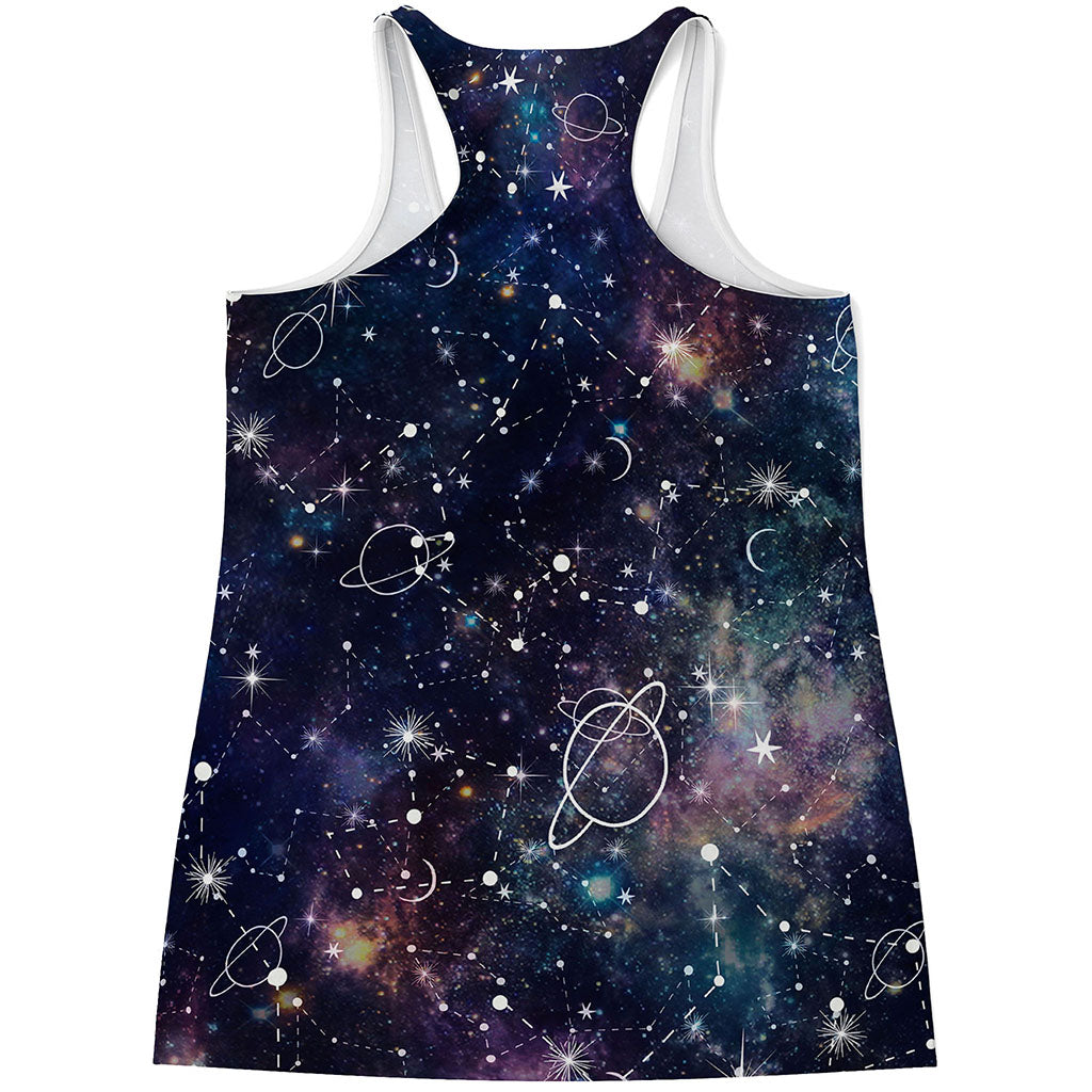 Constellation Galaxy Space Print Women's Racerback Tank Top