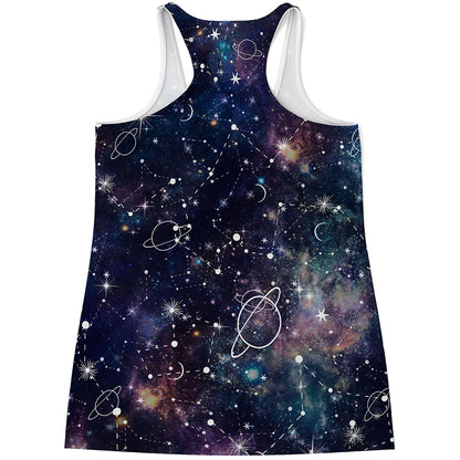 Constellation Galaxy Space Print Women's Racerback Tank Top