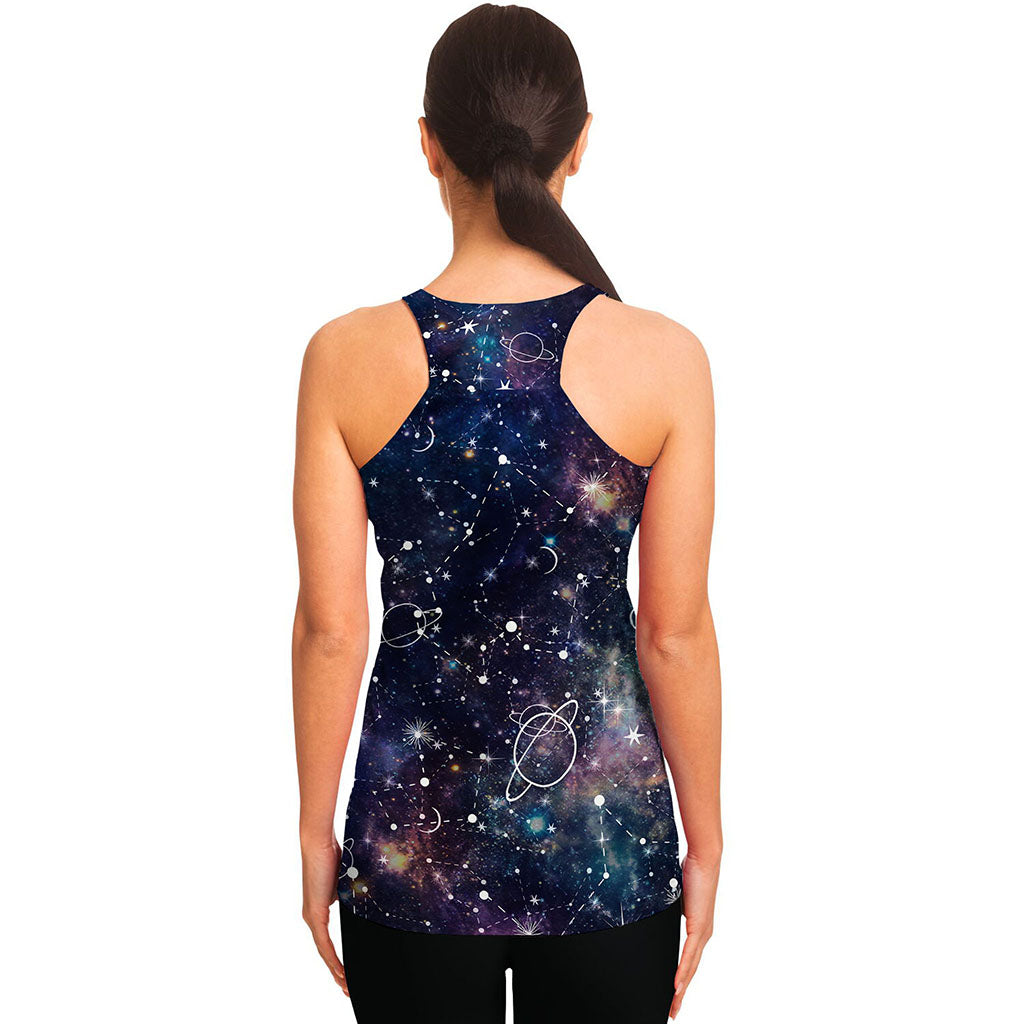 Constellation Galaxy Space Print Women's Racerback Tank Top