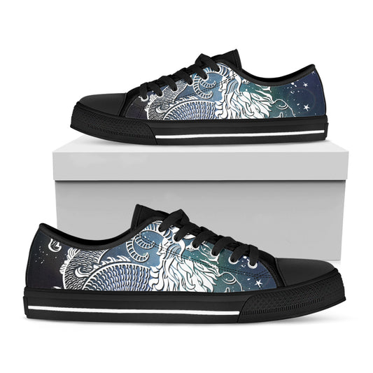 Constellation Of Capricorn Print Black Low Top Shoes 