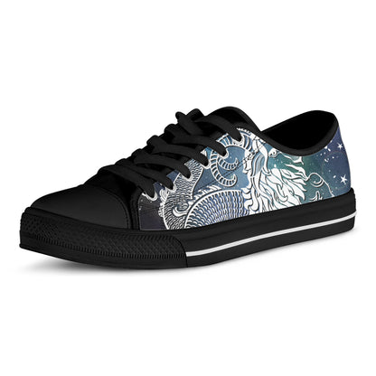 Constellation Of Capricorn Print Black Low Top Shoes 