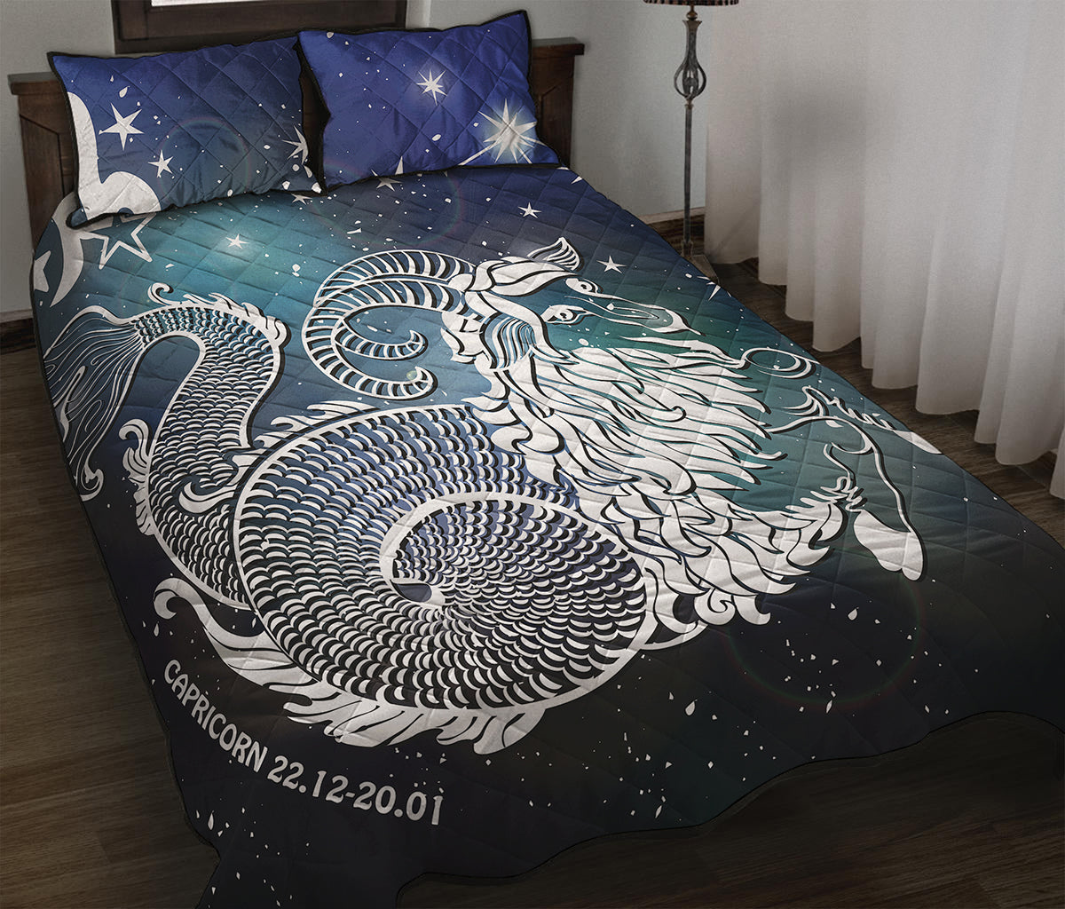 Constellation Of Capricorn Print Quilt Bed Set
