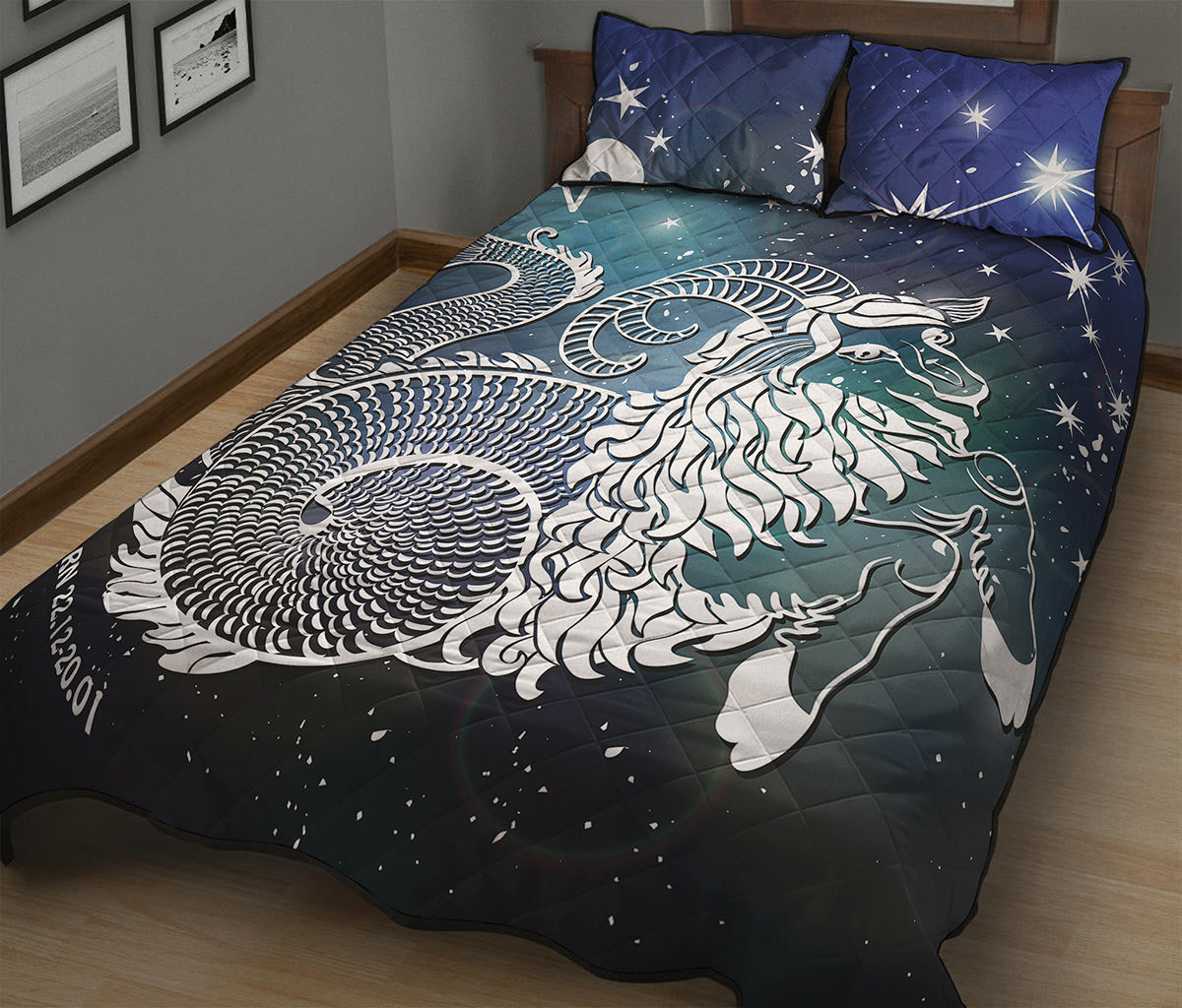Constellation Of Capricorn Print Quilt Bed Set