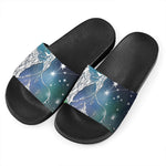 Constellation Of Leo Print Black Slide Sandals