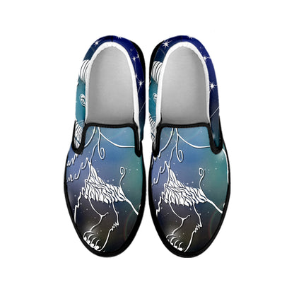 Constellation Of Leo Print Black Slip On Shoes