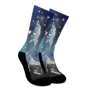 Constellation Of Leo Print Crew Socks