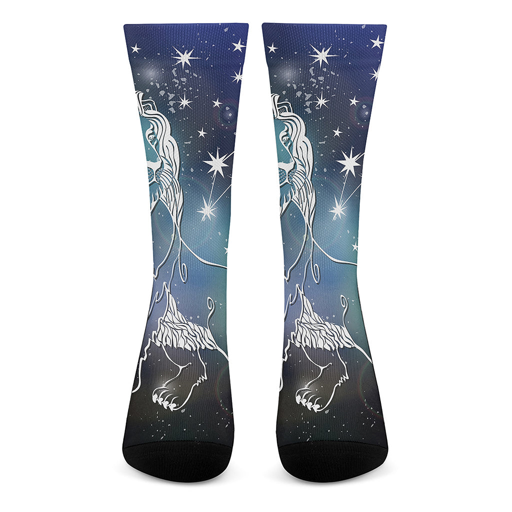 Constellation Of Leo Print Crew Socks