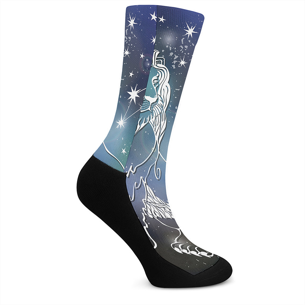 Constellation Of Leo Print Crew Socks