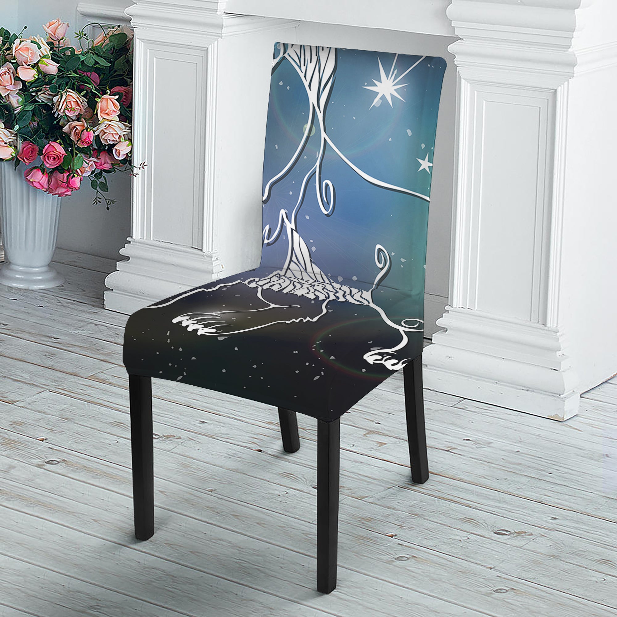 Constellation Of Leo Print Dining Chair Slipcover