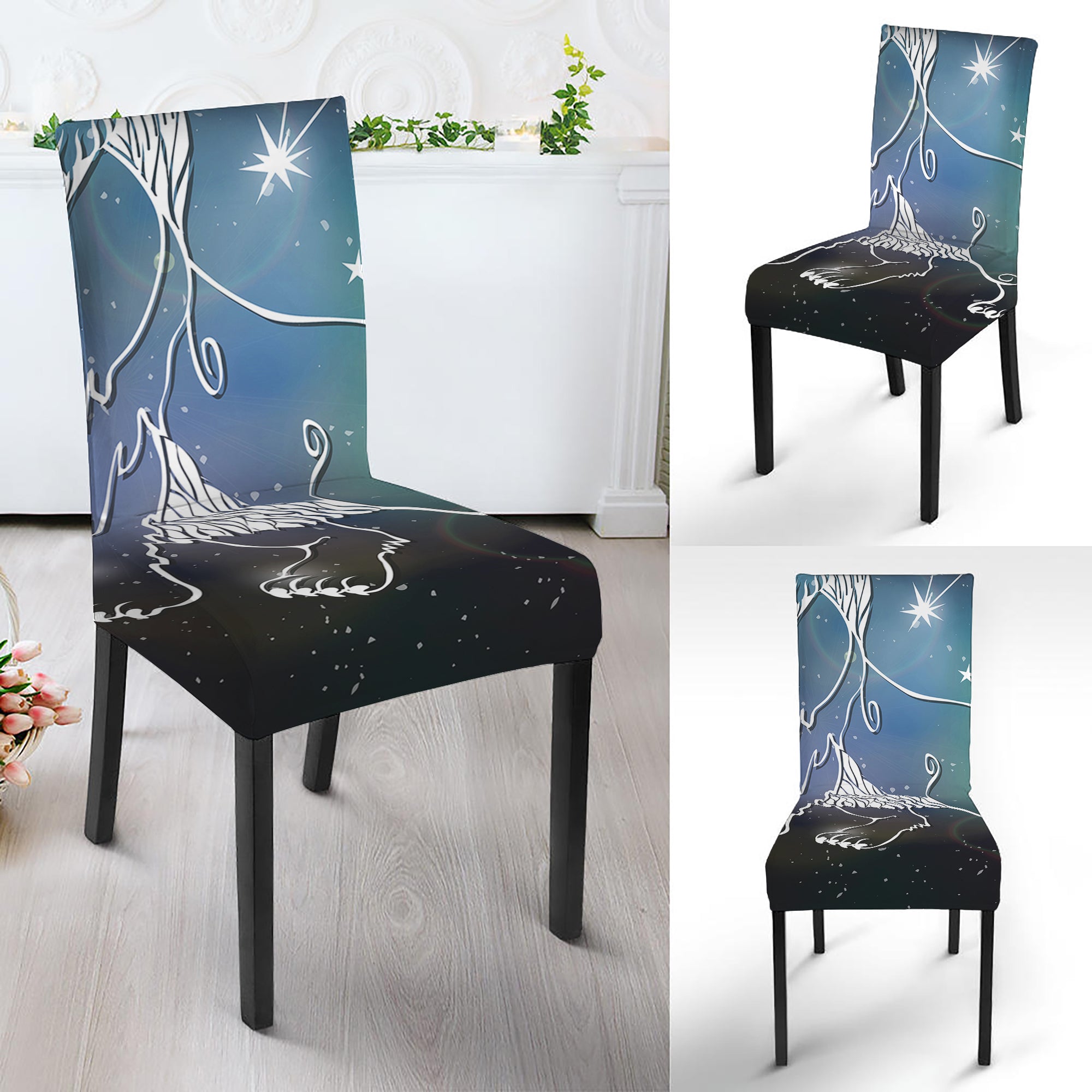 Constellation Of Leo Print Dining Chair Slipcover