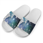 Constellation Of Leo Print White Slide Sandals