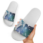 Constellation Of Leo Print White Slide Sandals