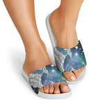 Constellation Of Leo Print White Slide Sandals