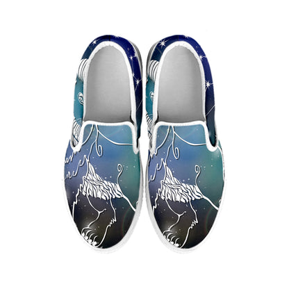 Constellation Of Leo Print White Slip On Shoes