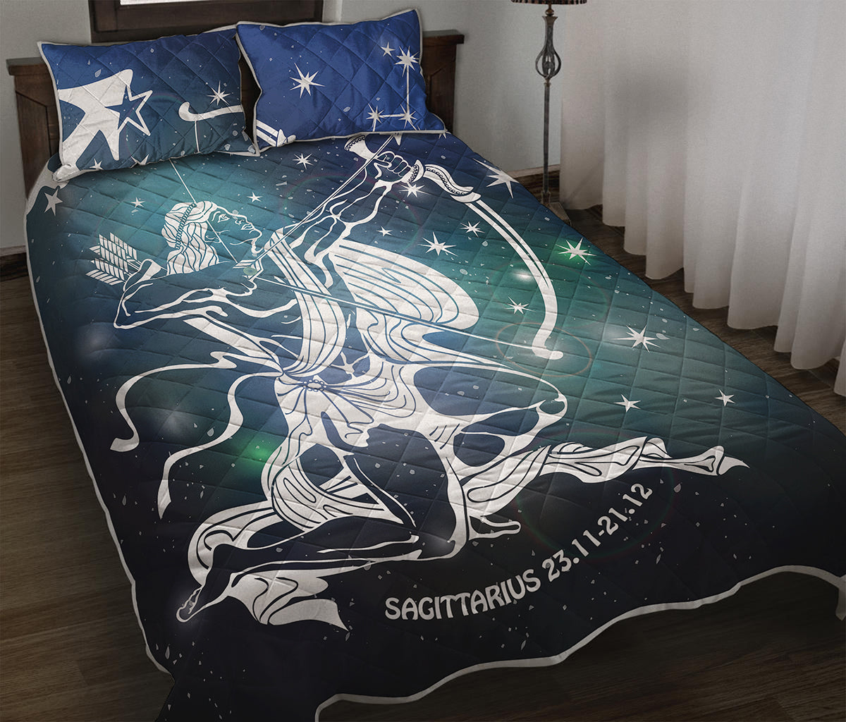 Constellation Of Sagittarius Print Quilt Bed Set