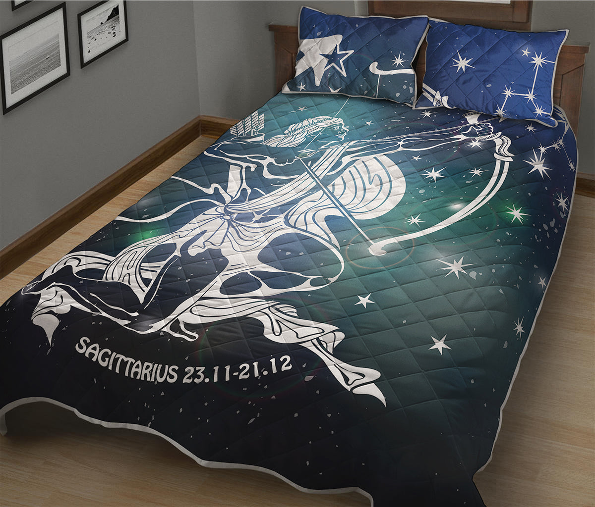 Constellation Of Sagittarius Print Quilt Bed Set