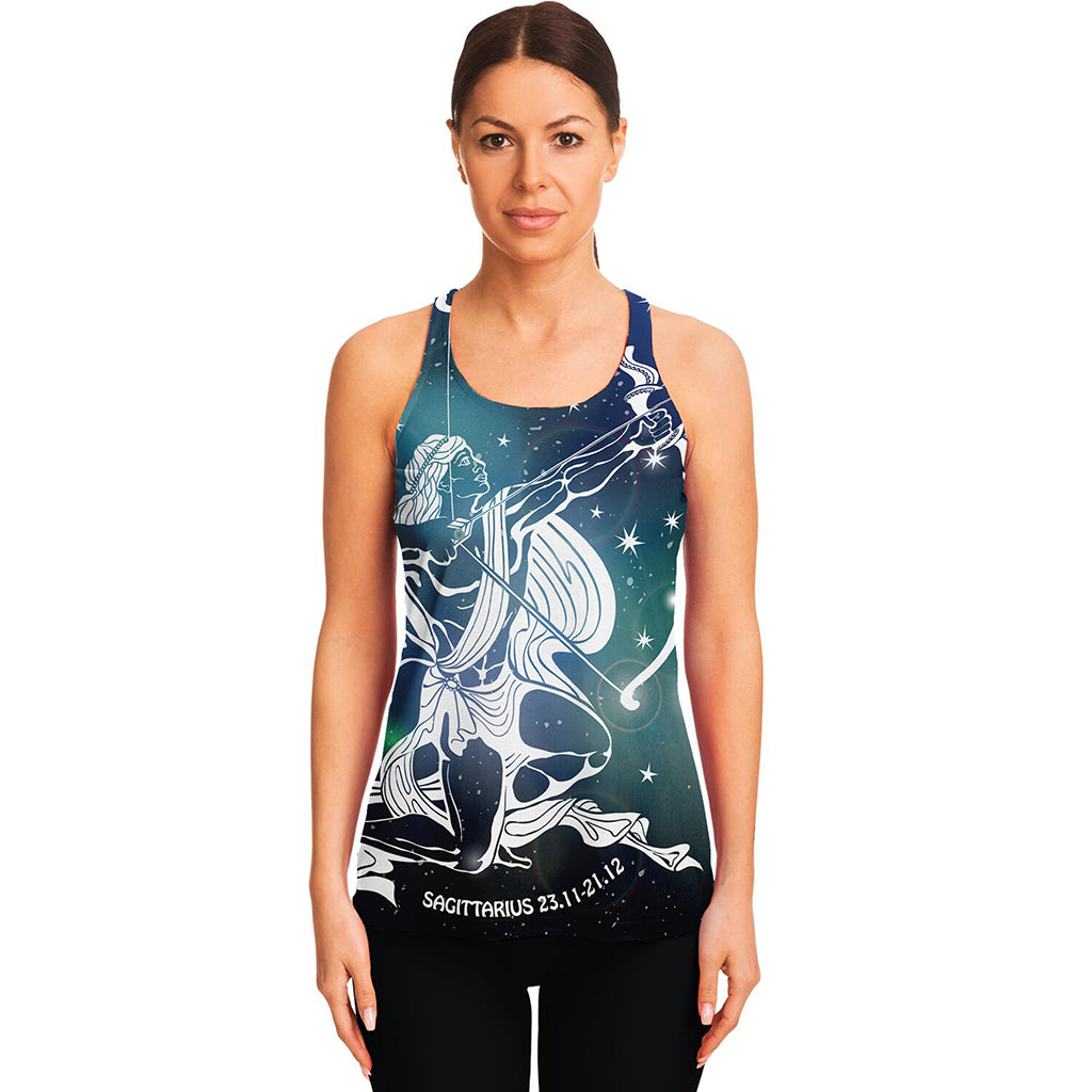 Constellation Of Sagittarius Print Women's Racerback Tank Top