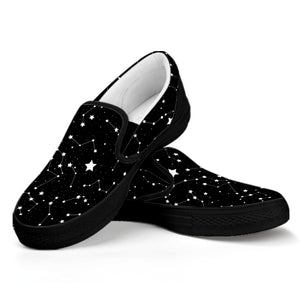 Constellation Sky Map Pattern Print Black Slip On Shoes