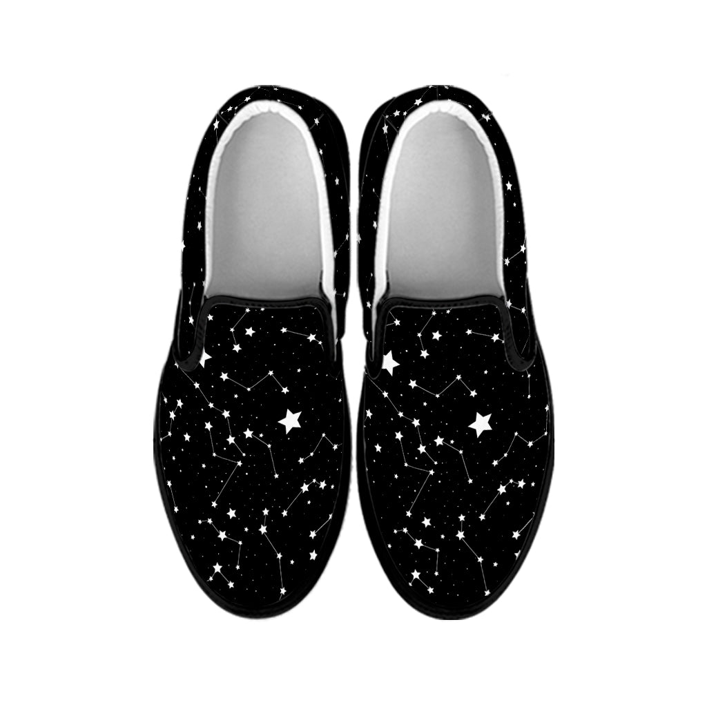 Constellation Sky Map Pattern Print Black Slip On Shoes