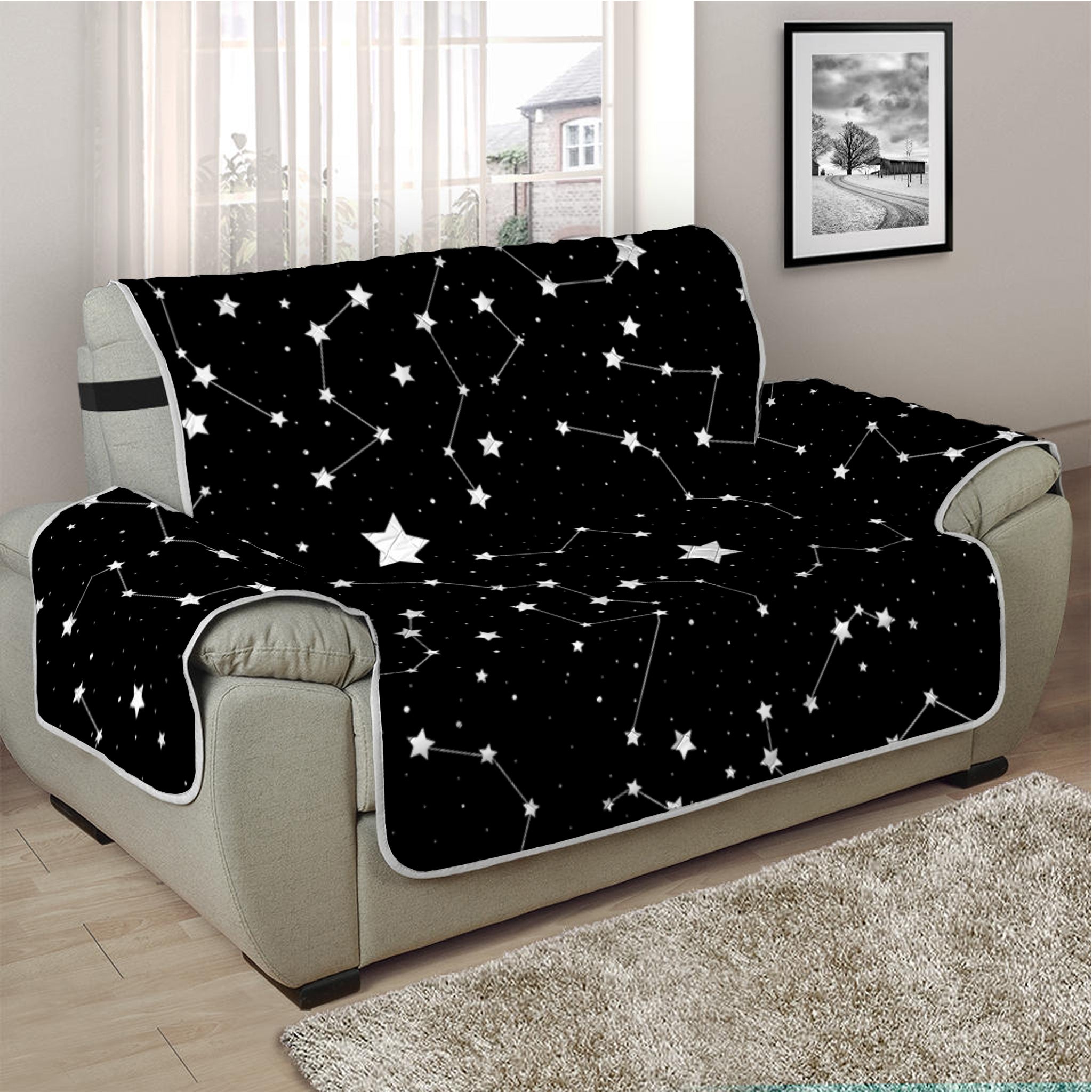 Constellation Sky Map Pattern Print Half Sofa Protector