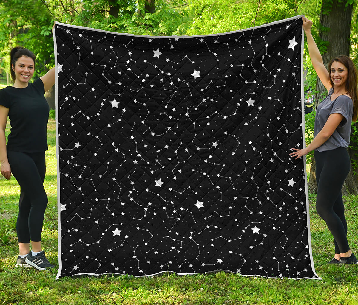 Constellation Sky Map Pattern Print Quilt