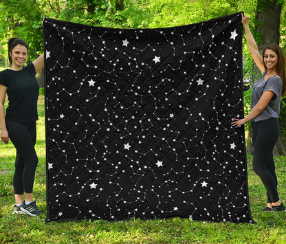 Constellation Sky Map Pattern Print Quilt