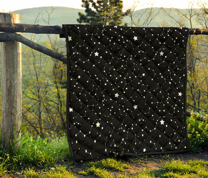 Constellation Sky Map Pattern Print Quilt