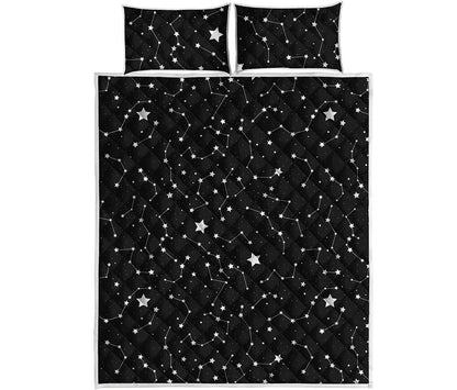 Constellation Sky Map Pattern Print Quilt Bed Set