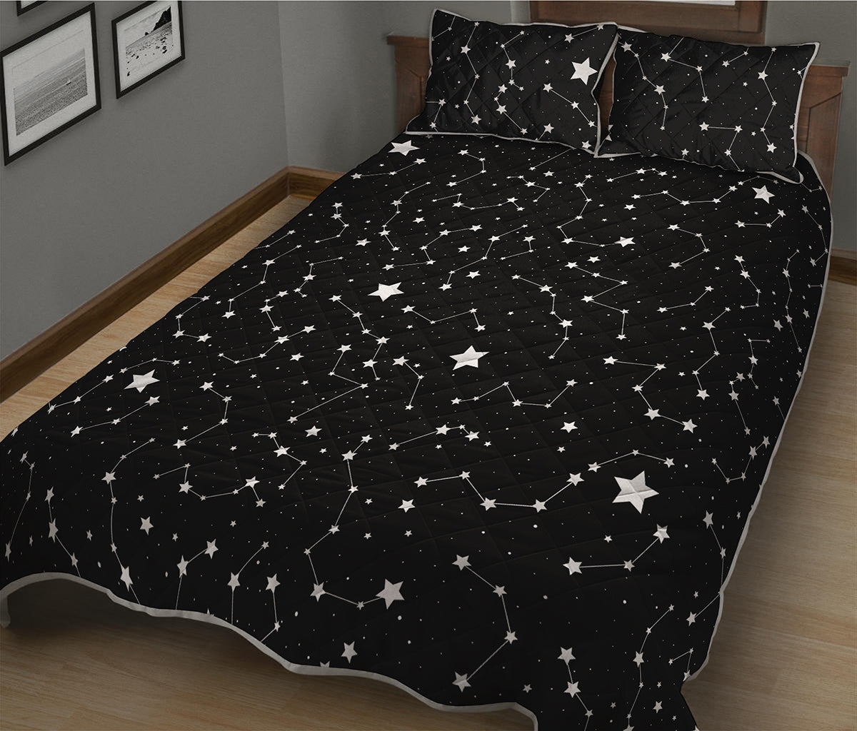 Constellation Sky Map Pattern Print Quilt Bed Set