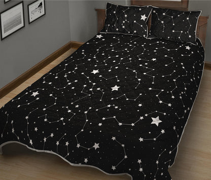 Constellation Sky Map Pattern Print Quilt Bed Set